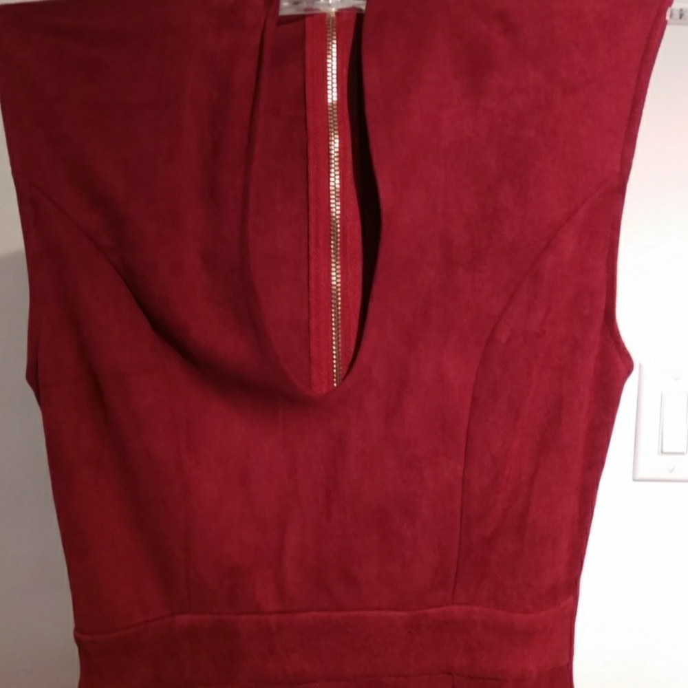 Windsor suede like red deep v dress